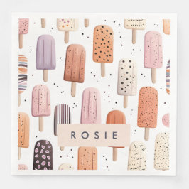 Monogram Personlig Cute Popsicle Mönster Pappersservett