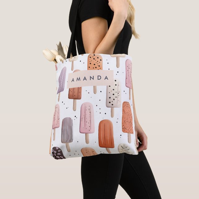 Monogram Personlig Cute Popsicle Mönster Tygkasse (Närbild)