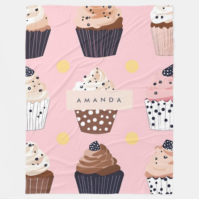 Monogram Personlig Cute Sweet Cupaka Fleecefilt (Framsidan)