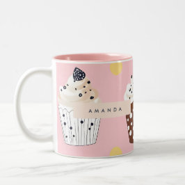 Monogram Personlig Cute Sweet Cupaka Två-Tonad Mugg
