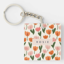 Monogram Personlig Cute Vår Tulip Mönster