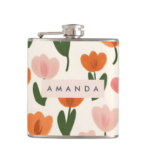 Monogram Personlig Cute Vår Tulip Mönster Fickplunta