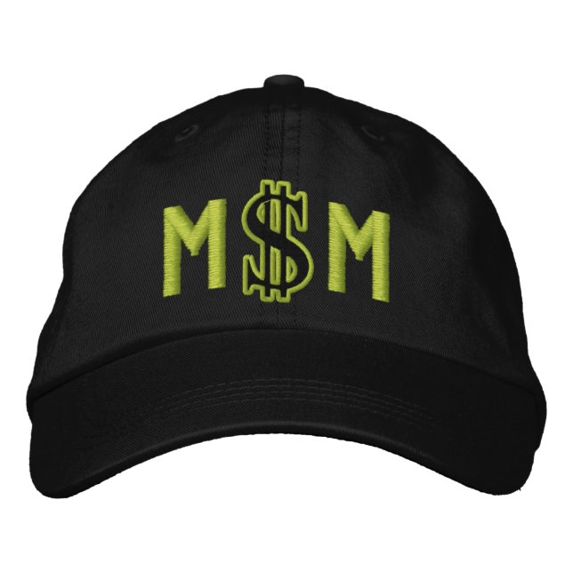Monogram Personlig Dollar Sign Pengarar Broderad Keps (Framsida)
