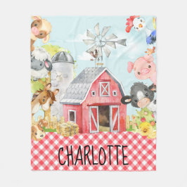Monogram Personlig Farm Barnyard Animals Fleecefilt