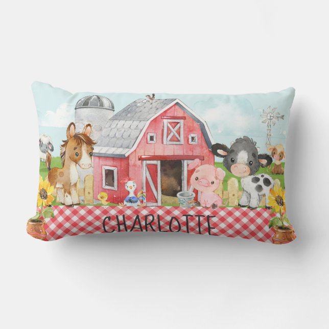 Monogram Personlig Farm Barnyard Animals Lumbarkudde (Framsida)