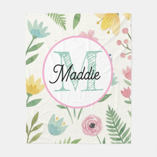 Monogram personlig filt filt florl (Framsidan)