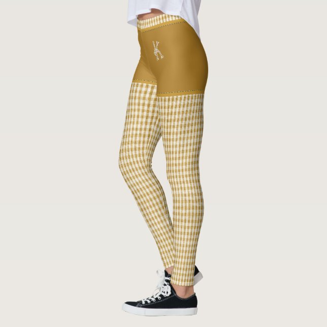 Monogram-Personlig för strukturutskrift i guld Leggings (Vänster)