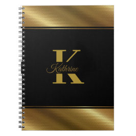 monogram personlig golden anteckningsbok