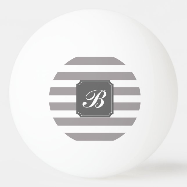 Monogram Personlig Grått Rand Ping Pong Boll (Framsidan)