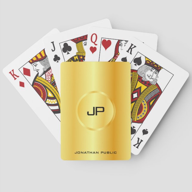 Monogram-Personlig-mall Guld ser modern ut Casinokort (Baksidan)