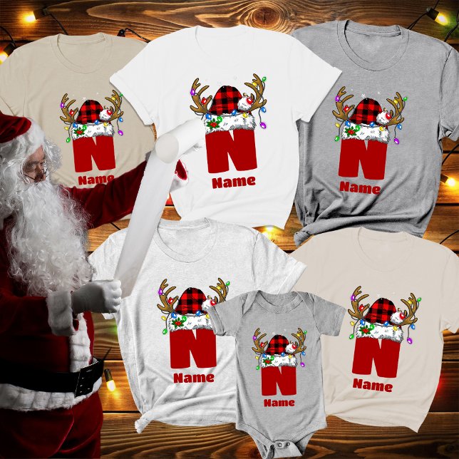 Monogram Personlig med Namn jul T Shirt (Skapare uppladdad)