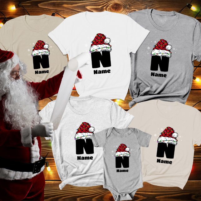 Monogram Personlig med Namn jul T Shirt (Skapare uppladdad)