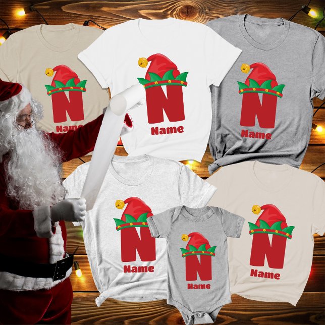 Monogram Personlig med Namn jul T Shirt (Skapare uppladdad)