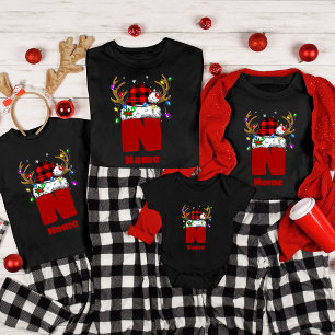 Monogram-Personlig med Namn-julafton T Shirt