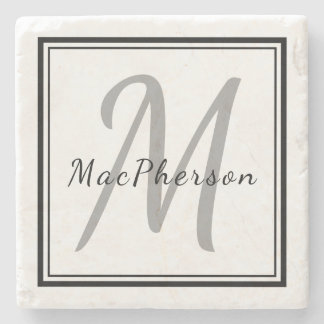 Monogram Personlig Namn Marble Stenunderlägg