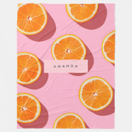 Monogram Personlig Orange Slice Mönster Fleecefilt