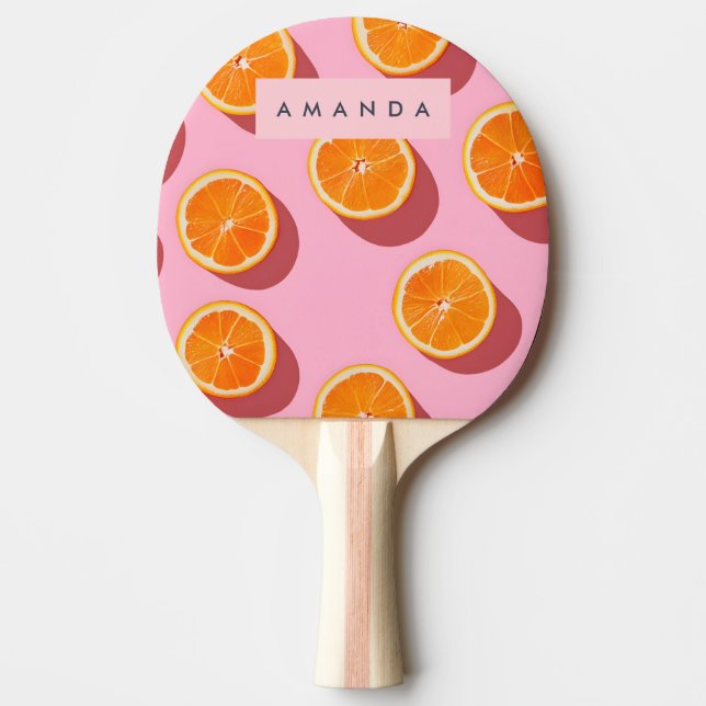 Monogram Personlig Orange Slice Mönster Pingisracket (Framsidan)