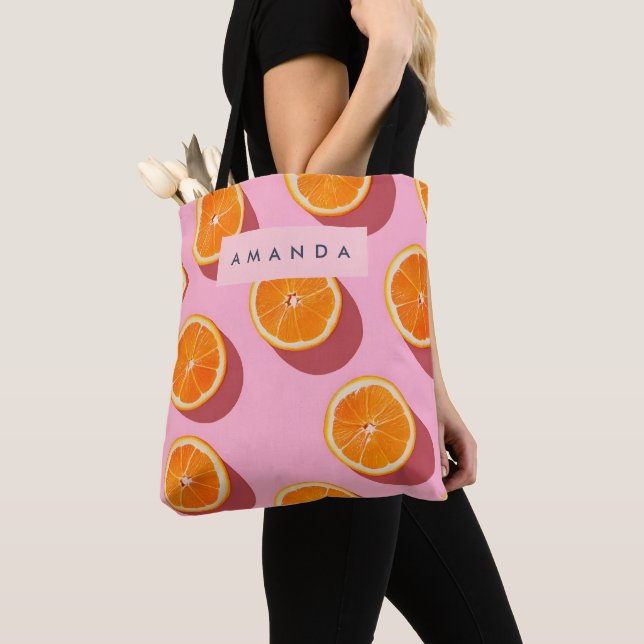Monogram Personlig Orange Slice Mönster Tygkasse (Närbild)