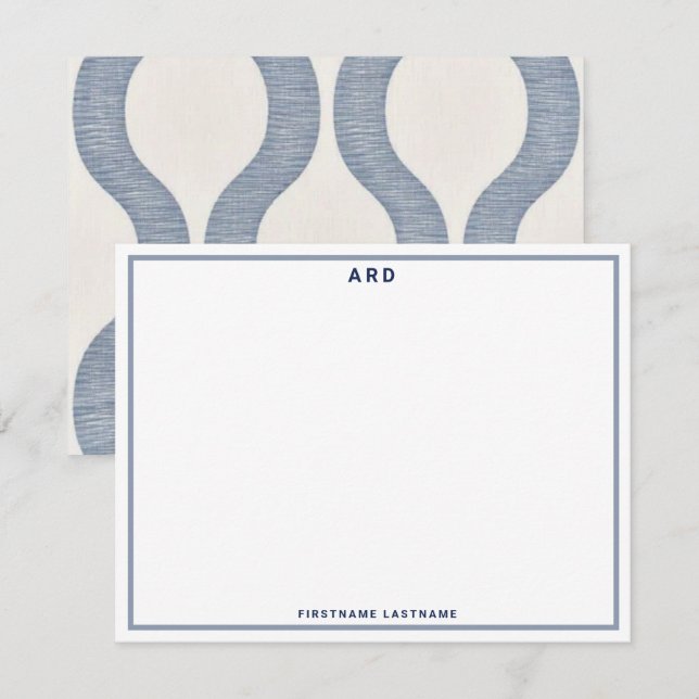 MONOGRAM PERSONLIG PREPPY STATIONARY NOTECARD ANTECKNINGSKORT (Fram/baksida)