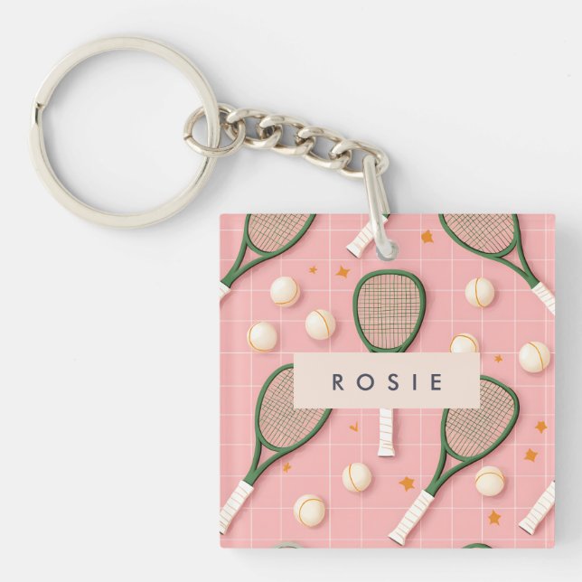 Monogram Personlig Retro Tennis Racket Mönster (Framsidan)