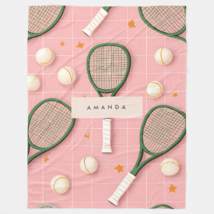 Monogram Personlig Retro Tennis Racket Mönster Fleecefilt