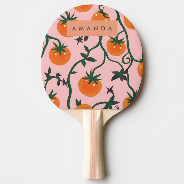 Monogram Personlig Retro Tomato Vine Mönster Pingisracket (Framsidan)