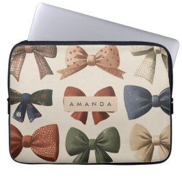 Monogram Personlig Retro Vintage Bow Mönster Laptop Fodral