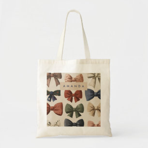 Monogram Personlig Retro Vintage Bow Mönster Tygkasse