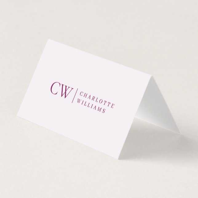 Monogram Personlig Rosa Business Foled Card Kort (Framsida)