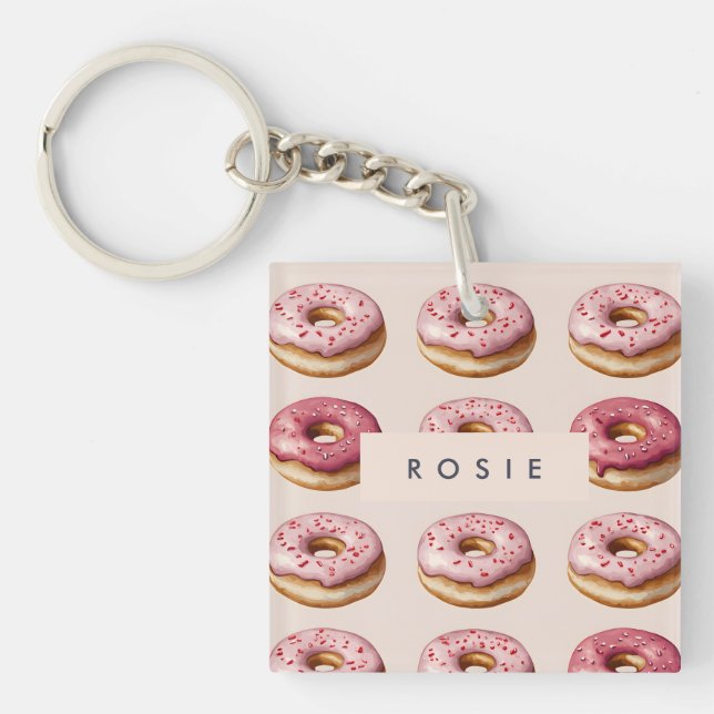 Monogram Personlig Rosa Donut Mönster (Framsidan)