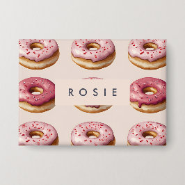 Monogram Personlig Rosa Donut Mönster Knapp