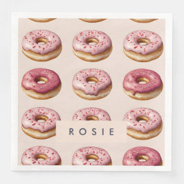 Monogram Personlig Rosa Donut Mönster Pappersservett