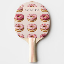 Monogram Personlig Rosa Donut Mönster Pingisracket