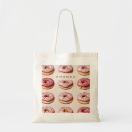 Monogram Personlig Rosa Donut Mönster Tygkasse