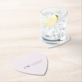 Monogram Personlig Rosa HjärtPapper Underlägg