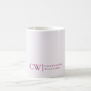 Monogram Personlig Rosa Initial och Namn Mugg