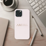 Monogram Personlig Rosa initialt och Namn<br><div class="desc">Skydda din mobil i stil med vår minimalistiska monogramPersonlig Pastel Rosa iphone case. Den här eleganta fodral har en mjuk bakgrund av pastellernas rosa, elegant och med en inledande monografi och ditt eget namn i ett modernt teckensnitt. fodral är designat för att ge både skydd och en aning sofistikering och...</div>