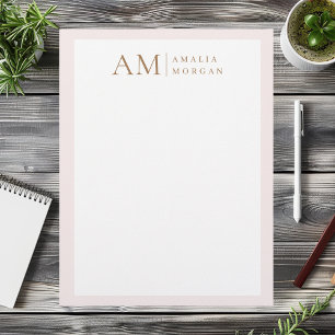 Monogram Personlig Rosa initialt och Namn Brevhuvud