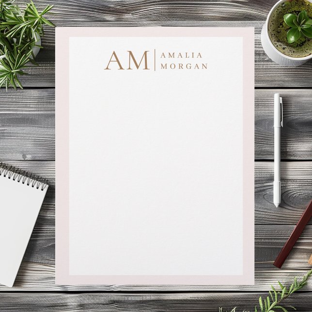 Monogram Personlig Rosa initialt och Namn Brevhuvud (Skapare uppladdad)