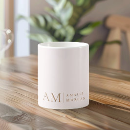 Monogram Personlig Rosa initialt och Namn Kaffemugg