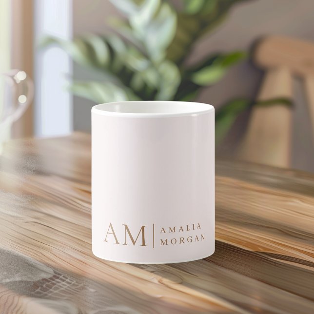 Monogram Personlig Rosa initialt och Namn Kaffemugg (Skapare uppladdad)