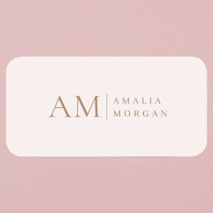 Monogram Personlig Rosa initialt och Namn Namnbricka