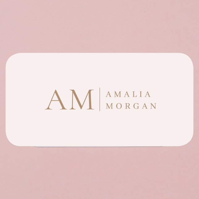 Monogram Personlig Rosa initialt och Namn Namnbricka (Skapare uppladdad)