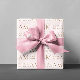 Monogram Personlig Rosa initialt och Namn Presentpapper