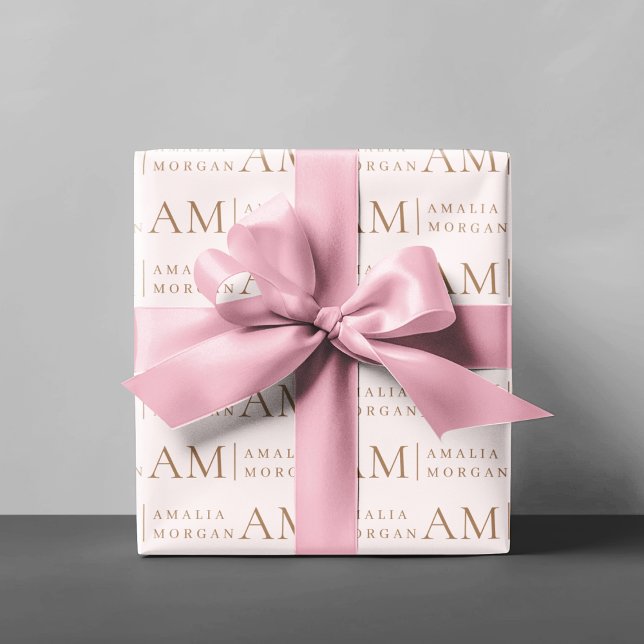 Monogram Personlig Rosa initialt och Namn Presentpapper (Skapare uppladdad)