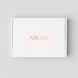 Monogram Personlig Rosa initialt och Namn Rektangulärt Klistermärke