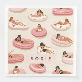 Monogram Personlig Sommaren Bassäng Flyter Mönster Pappersservett