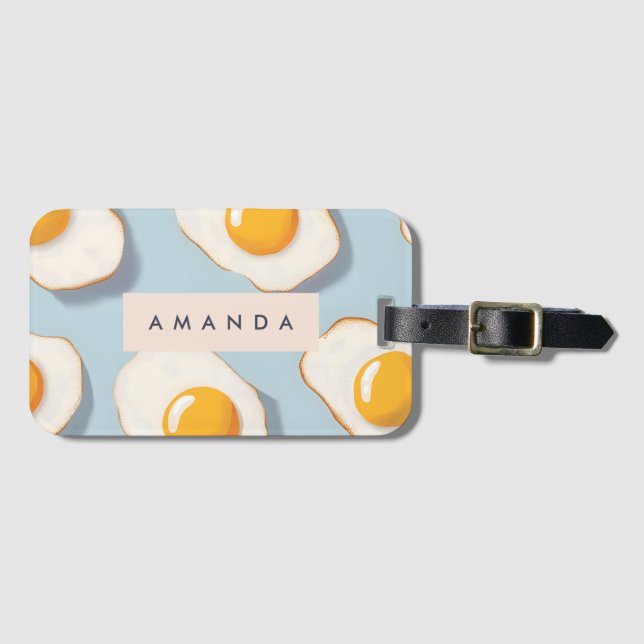 Monogram Personlig Sunny Side Up Egg Mönster Bagagebricka (Framsida horisontal)