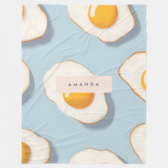 Monogram Personlig Sunny Side Up Egg Mönster Fleecefilt (Framsidan)