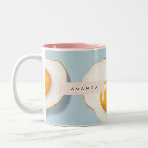 Monogram Personlig Sunny Side Up Egg Mönster Två-Tonad Mugg